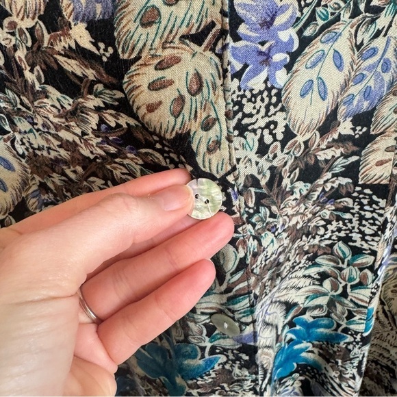 VTG Y2K Robbie Bee Size 16 Plus Midi Floral Dress Button Down Tropical Boho - Picture 3 of 8